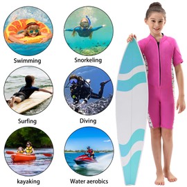 DEHAI Kids Wetsuit Boys Girls Toddler Youth 3mm Neoprene Childrens Shorty Wet Suit Front Zipper Full Body Thermal Swimsuits in Cold Water Warmth for Swimming Diving Surfing