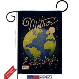 Breeze Decor Earth Day Garden Flag Set Wall Hanger Sweet Life Peace Support Environmental Protection Small Decorative Gift Yard House Banner Double-Sided Made in USA 13 X 18.5