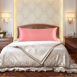 PiccoCasa 1 PC Satin Body Pillowcases for Hair and Skin, Luxury Silky Pillow Cover Luxury Long Satin Pillow Cases with Envelope Closure Light Coral 20"x60" (5ft)