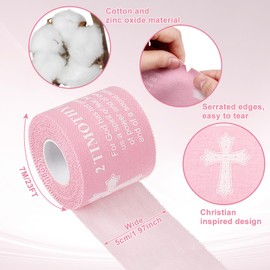 MiniInflat 2 Pcs Cross Tape Christian Athletic Tape Sports Wrap 2in x 23ft Jesus Cotton Wrist Wrap for Soccer Football Baseball Gymnastics Boxing Christian Church Gifts(Pink,2 Timothy1:7)