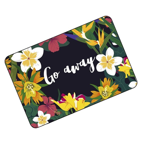 Funny Doormats Go Away Beautiful Floral Edge Mats 23.6"(L) x