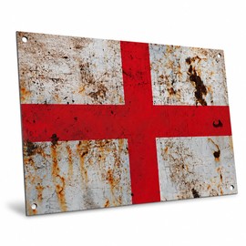 Home Bar Signs, St Georges Flag Metal Wall Plaque, England Football Decor for Garden Pub, Man Cave Gift for Men, Pre Drilled Holes, Hook and Loop Fittings, 20 x 30 cm