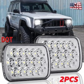 Unbranded Pair 5x7" 7x6" LED Headlights High-Low Beam H4 For Jeep Cherokee XJ YJ