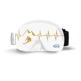 SOGGLE Ski Goggles Protective Cover Made of Microfibre (One Size), Colour: Heartbeat Skis White/Gold
