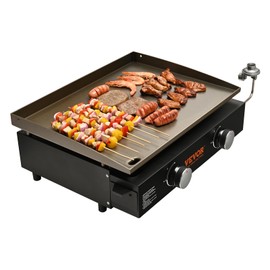 VEVOR Commercial Griddle, 22.4" Heavy Duty Manual Flat Top Griddle, Countertop Gas Grill with Non-Stick Cooking Plate, Countertop Gas Griddles, H-Shaped Burner Restaurant Portable Grill, 13,000 BTU