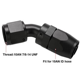 Podavelle 10AN 45 Degree Elbow Hose End Fitting Swivel Aluminum Black 2PCS