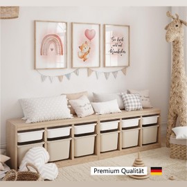 LAVEMA Pictures for Children's Room Girls | Baby Room Poster DIN A4 (21 x 30 cm) Poster Set | Wall Decoration Children's Room Decoration Fox Pink Wall Poster Children's Pictures Wall Pictures Animals