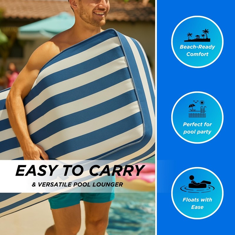 Upholstered Stylish Pool Float Lounger Recliner, Large Floating Chair &