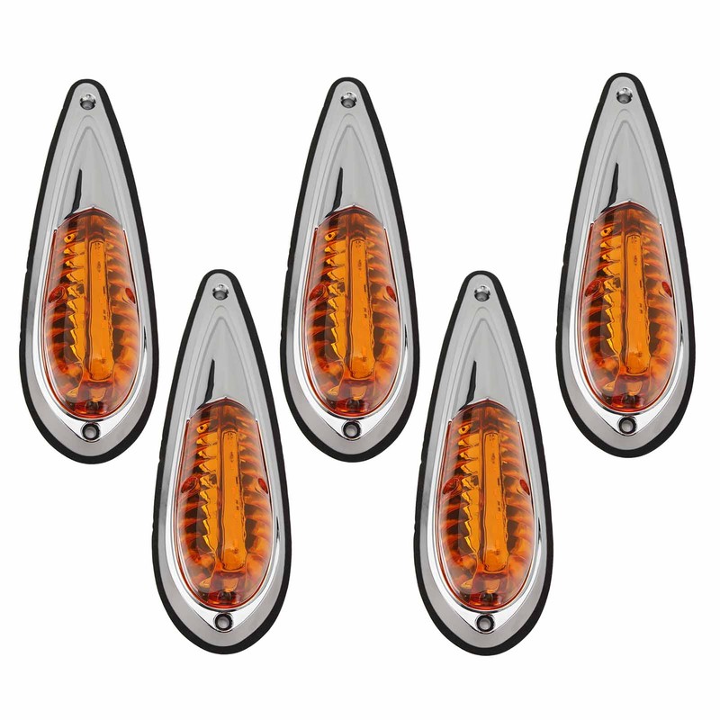 12V 24V 5 Pcs Amber Cab Roof Marker Lights Waterproof