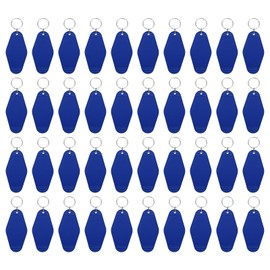 uxcell 40pcs Hotel Keychains Blank, Vintage Plastic Rhombus Motel Keychains Hotel Key Tags Key Rings for DIY Keychains Luggage Labels Tags, Blue