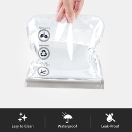 SUTOUG 4PCS TSA Approved Transparent Toiletry Bag, 20 x 20 cm, Leak-Proof Airport Approved Liquid Bag, EVA Waterproof Cosmetic Bag, Portable Travel Wash Bag-Grey