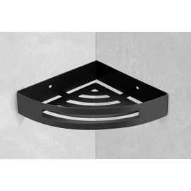 Ambrosya® | Exclusive shower basket made of stainless steel | Shelf Bath Bathroom Shower Tray Shower Corner Holder Bracket Basket Wall (Stainless Steel (Black), 1 floor)