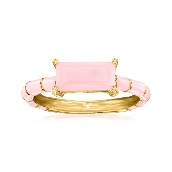 Ross-Simons Pink Opal and Pink Enamel Ring in 18kt Gold