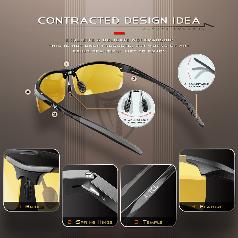 ATTCL Men's Night Driving Glasses: Night Time Driving Glasses for