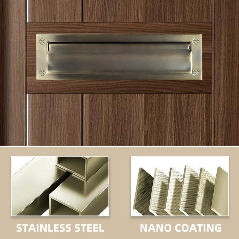 Mail Slot Antique Brass,13Inch Stainless Steel Mail Slot Cover for