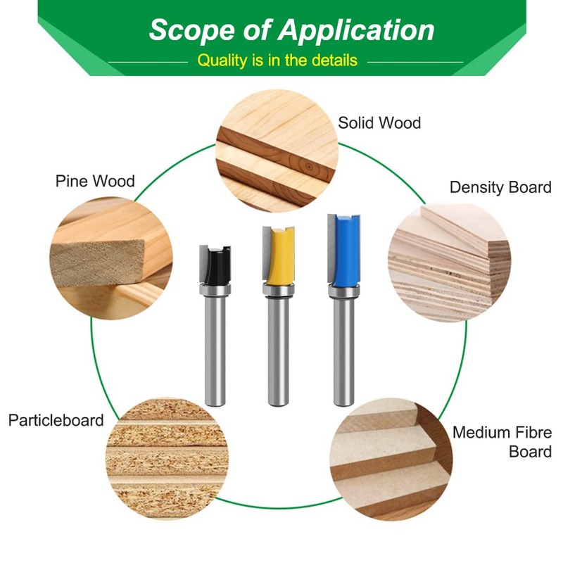 Pack of 3 Flush Cutters 8 mm, Copier Cutter Router