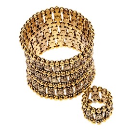 Angel Jewelry Women's Multilayer Crystal Stretch Bracelet Ring Sets …