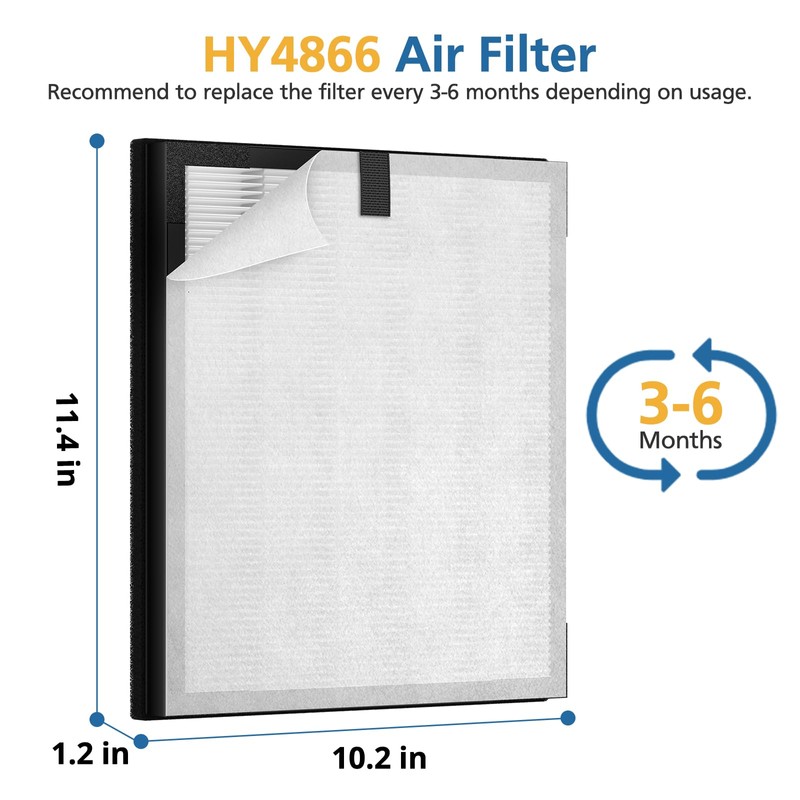 2 Pack HY4866 Replacement Filters for MORENTO/WESTHEY HY4866 Air Purifier