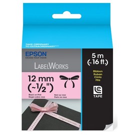 Epson LabelWorks Ribbon LC Cartridge 1/2-Inch Black on Pink (LC-4PBK5)