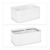 3 x Bamboo Storage Baskets, Fabric Cover, Shelf Basket, Rectangular,