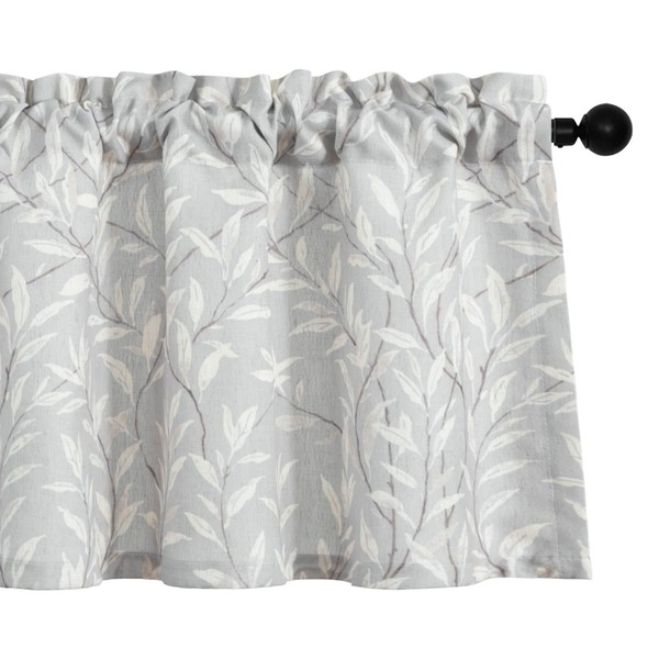 VOGOL Grey Window Valances for Farmhouse, 1 Panel Leaves Printed