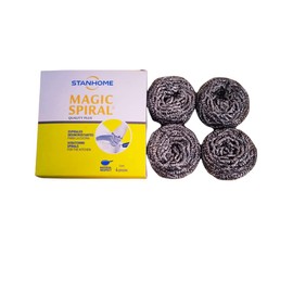 Espirales Mágicas Desincrustan el cochambre mágicamente. Almohadillas de acero inoxidable, ideales para la limpieza de utensilios de cocina. (4 espirales)