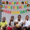 Pre-Strung Happy Juneteenth Freedom Banner Decorations for Party, Glitter Juneteenth