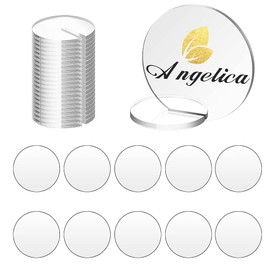Hezhou Pack of 10 Transparent Acrylic Signs with 10 Stands Clear Acrylic Plates Blank DIY Table Sign for Weddings, Party, Meetings, Office, Restaurants, Bar (Round)