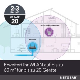 NETGEAR WLAN Repeater EX6120 WLAN Verstärker, AC1200 Dual Band WiFi, Abdeckung 2 bis 3 Räume & 20 Geräte, Geschwindigkeit bis zu 1200 MBit/s, kompaktes Design