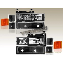 eagle eyes 1994-1998 CHEVY C10 CK FULL SIZE BLACK HEADLIGHTS COMBO SET + TAIL LIGHTS SMOKE