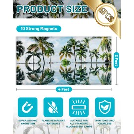 Atofter 6 Pcs Fluorescent Light Covers for Ceiling Lights Classroom, 4 x 2 Feet Magnetic Fluorescent Light Filters Cover for Office School Home Cubicle Drop Ceiling Light Decor (Palm Trees)