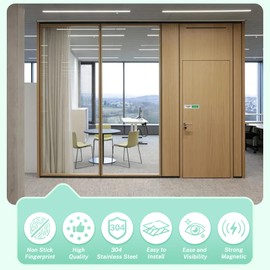 CONFERENCE ROOM Door Signs, In Use/Available Slider Sign Brushed Silver Stainless Steel,7'' x 1.5''-Gray&Green