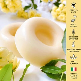 Senso Naturale Solid Detangling Conditioner Ecological and Vegan - Detangles Hair, Adds Shine - Repairs Split Ends, Makes Styling Easier - 100% Natural and Plastic-Free - pH 4.0-4.5