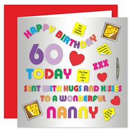 Nanny 60th Happy Birthday Card - Alphabet Design - 60 Today