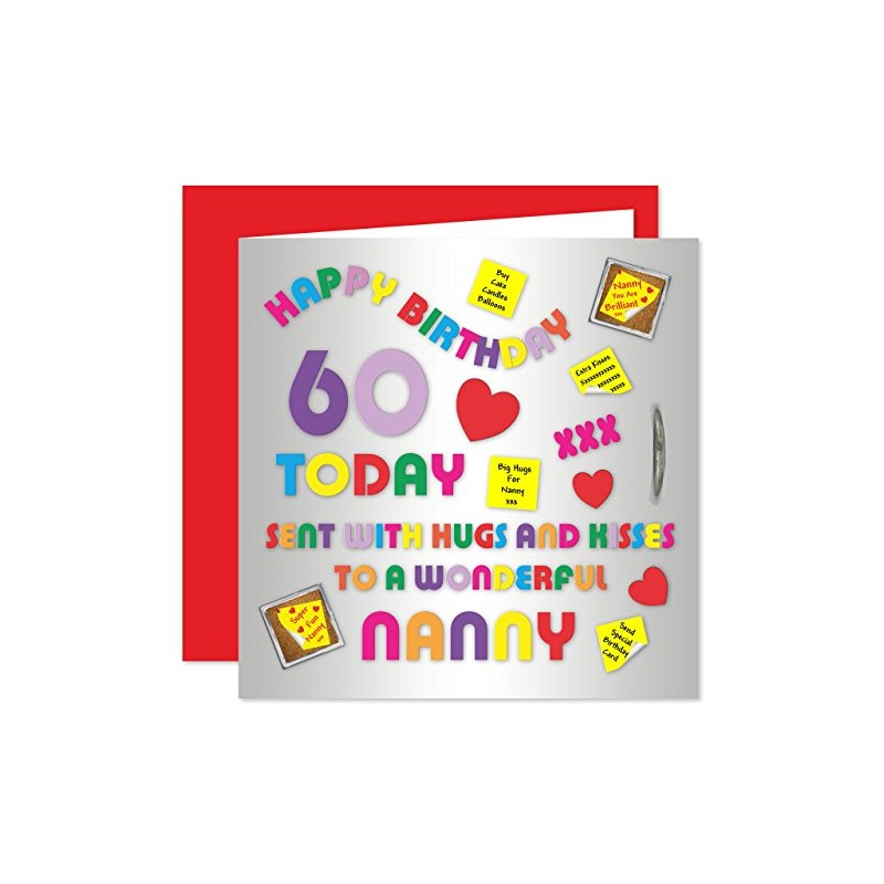 Nanny 60th Happy Birthday Card - Alphabet Design - 60