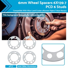 MAX COOL 4PCS 6mm Wheel Spacers 6X139.7 PCD 6 Studs Suitable for Hilux Land Cruiser 4Runner