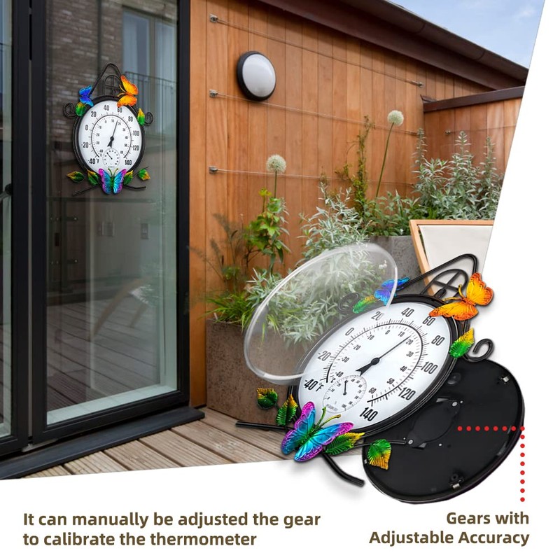 HOBYLUBY Indoor Outdoor Thermometer，Large Wall-Mounted Thermometer with Humidity, Easy to