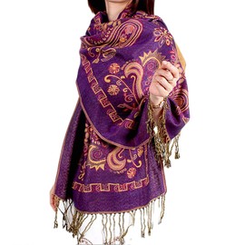 GFM® Pashmina Style in Paisley Pattern Scarf Wrap (S109-A2-Purple) (Pash-A2-GHJMN)