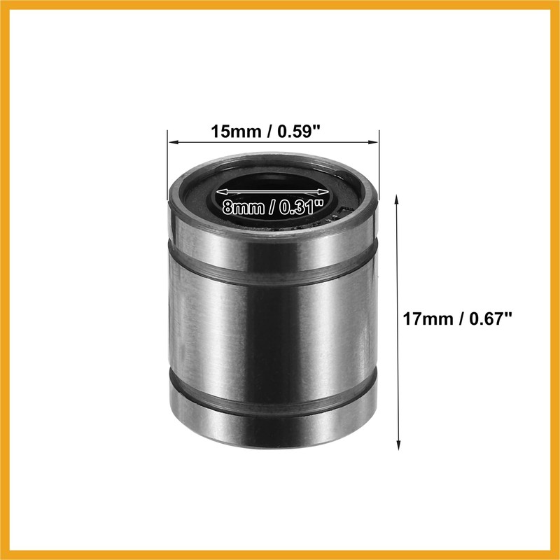 Partuto LM8SUU 8x15x17mm Linear Ball Bearings Silver Tone - 10