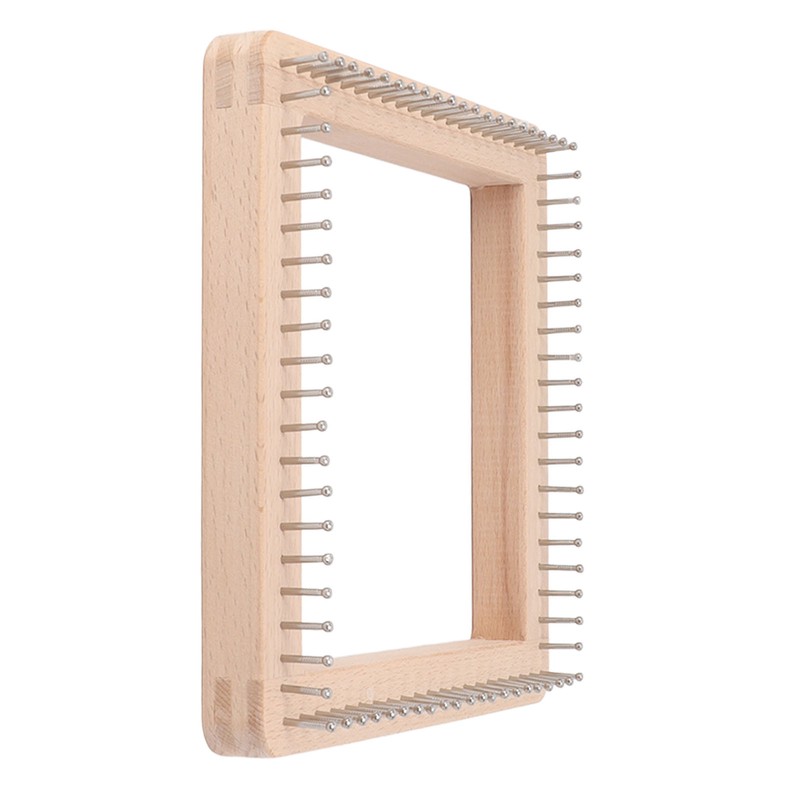 Mini Square Knitting Tool with Hooks Wooden Crochet Board for