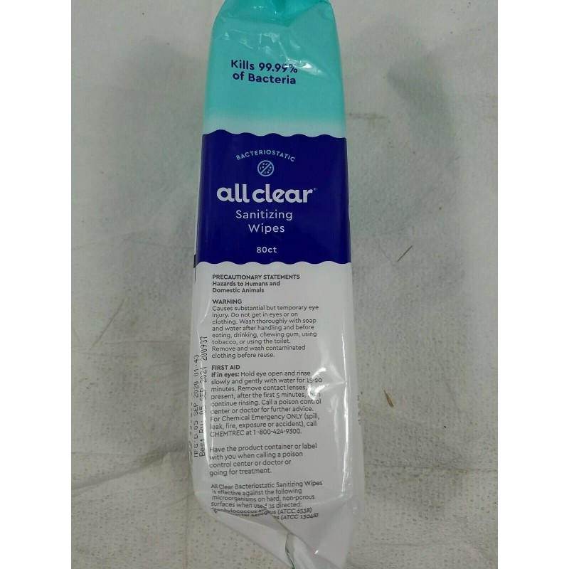 All Clear 80 count pack Wipes-CASE LOT OF 10 PACKS
