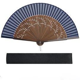 Warudo Men's Folding Fan, Durable, Gift Box Included, Bag, Luxury Silk Fan, Stylish, Women's, Popular, Lightweight, Gentleman Fan, Bamboo Fan, Large Gift, Father's Day, Fireworks Festival, Souvenir