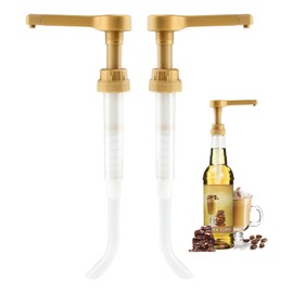 2pcs Sauce Pump Dispenser 64 fl. oz for Syrup for Tora-ni Sauce Pump Dispenser Coffee Syrup Sauces Pumps(Color:Gold + White)