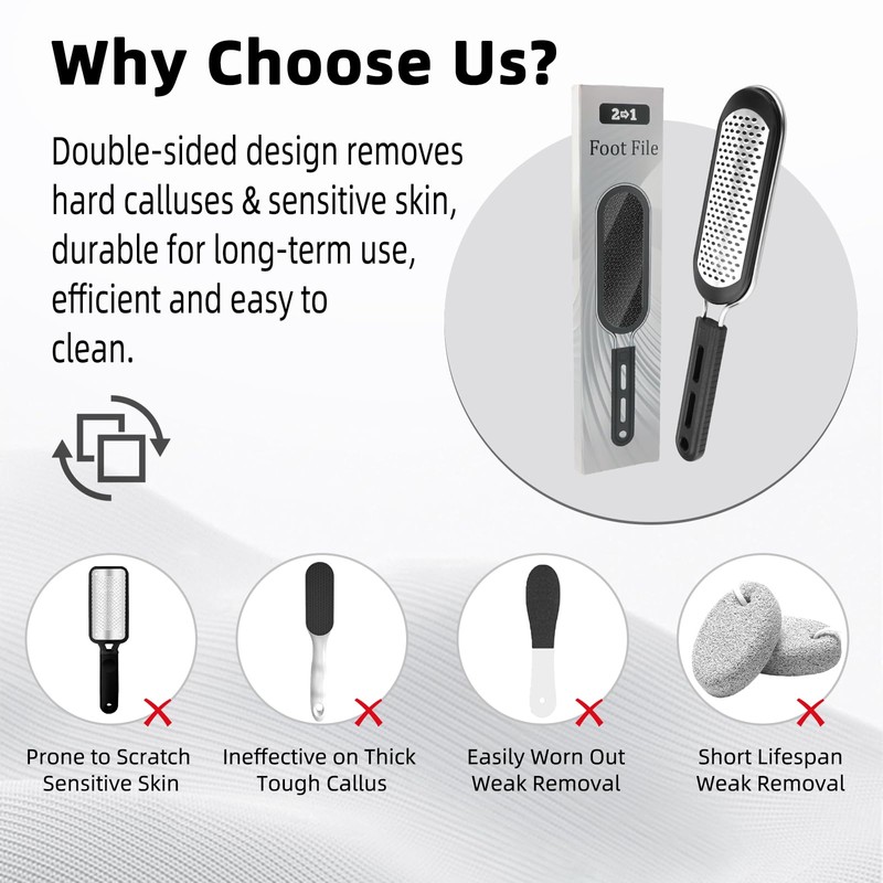 FREATECH Dual-Sided Foot File, Callus Remover with Nano Glass &
