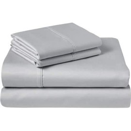Yarns of Cotton Sleeper Sofa Bed Sheet Set - Queen Silver Grey Solid Sofa Bed Sheets - 100% Cotton 400 Thread Count Sofa 4 PC's Sheet Set - Sleeper Sofa Sheets - Fits Mattresses Up 6inch Drop