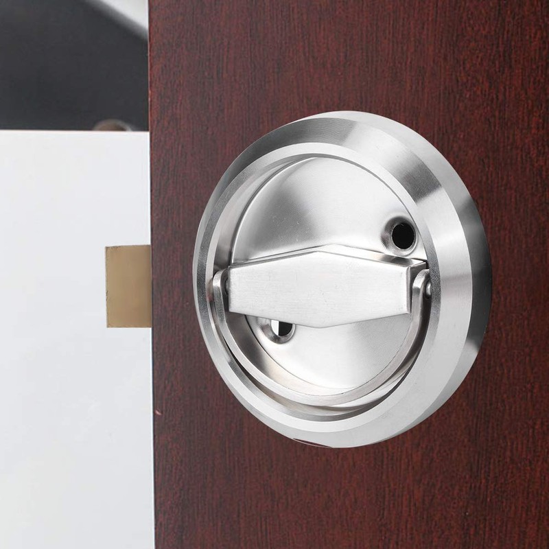Round Door Lock, Home Bathroom DoubleSided Lock 304 Stainless Steel