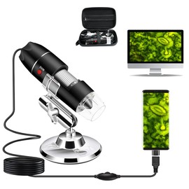 USB Microscope Camera 40X to 1000X, ByCainda Digital Microscope with Metal Stand & Carrying Case Compatible with Android Windows Linux Mac, Portable Microscope Camera for Kids Students Adults