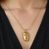 HXFIZQQ 18K Titanium Steel Gold-Plated Bohemian Style Face Pendant Ladies