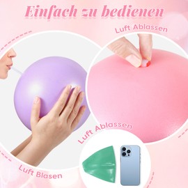 Cokaca Pack of 3 Pilates Balls, Diameter 22-25 cm, Small Exercise Ball with a Blow Tube, Yoga Ball is Soft and Non-Slip, Gymnastics Ball Suitable for Home, Office, Yoga, Fitness and Travel