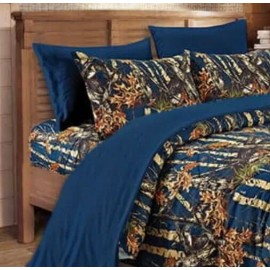 Regal Comfort NAVY BLUE CAMO SHEET SET!! FULL SIZE BEDDING 6 PC CAMOUFLAGE DARK WOODS